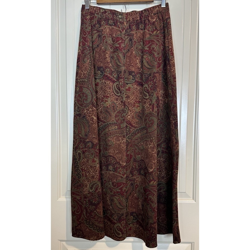 Positive Attitude Vintage Paisley Maxi Skirt dark academia velour 12 old money - Picture 3 of 6